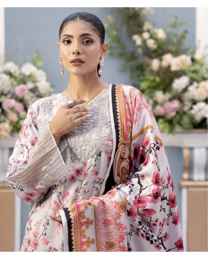 Branded 3 Pc Ready To Wear Suit - Wool Shawl (Winter Collection)