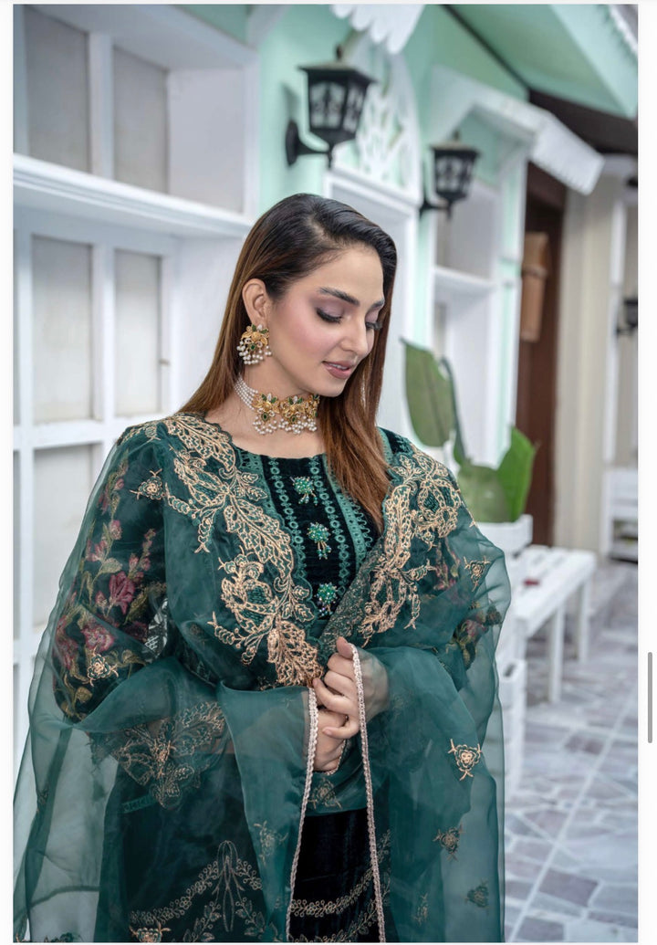 Branded 3 Pc Ready To Wear Velvet Suit - High Quality Suit - TT-33-