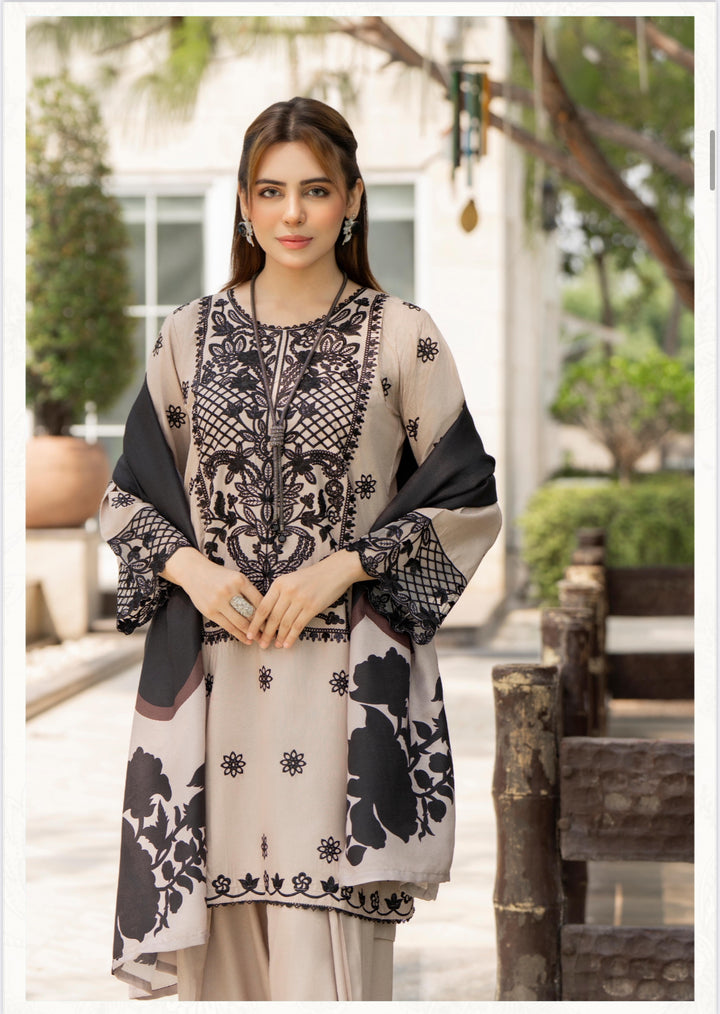 3 Pc Ready To Wear -Fully Embroidered Linen Suit -Raniya.H -RA-113-