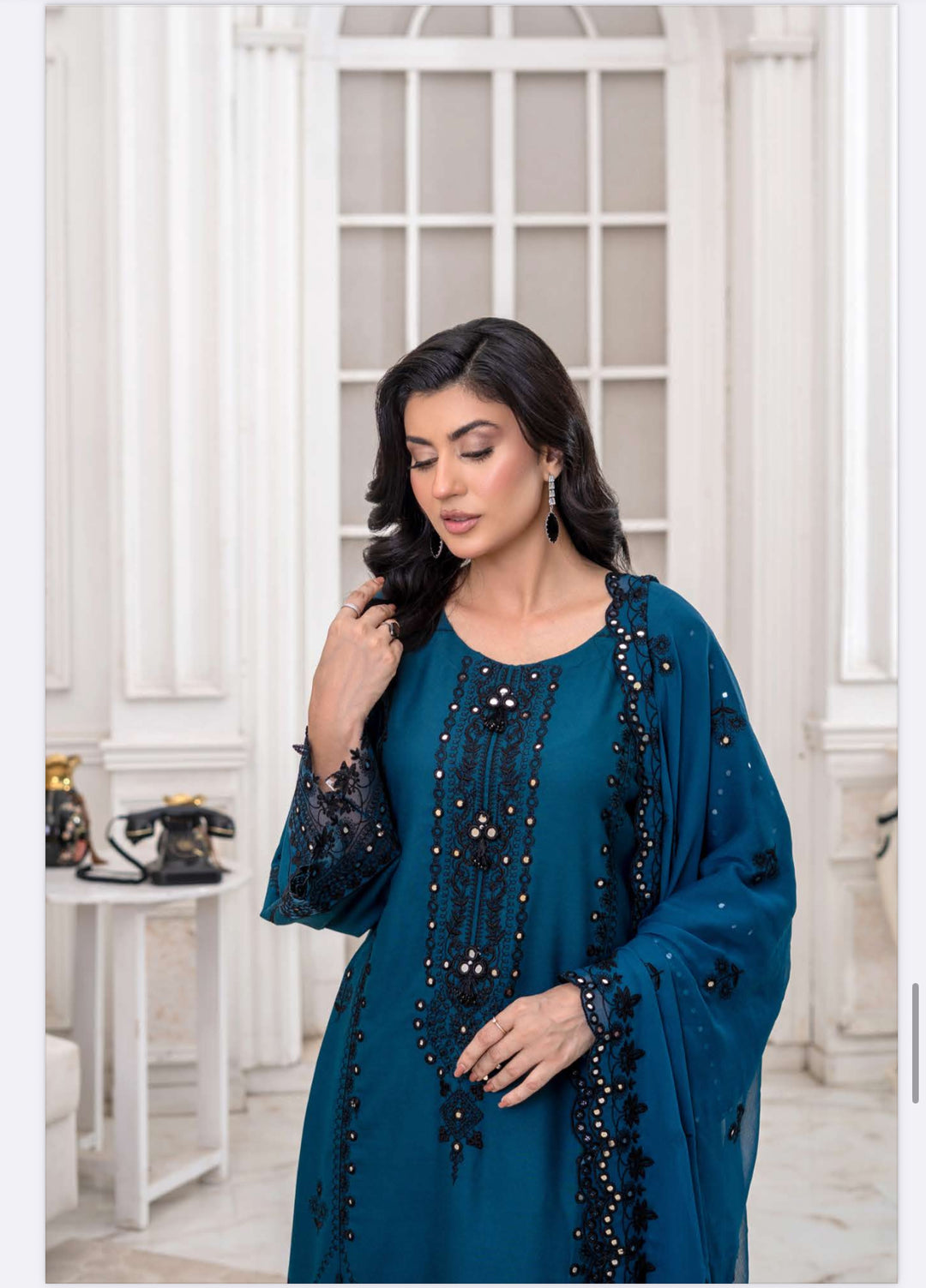 3 Piece Ready To Wear -Embroidered Dhanak Suit-- RR12-