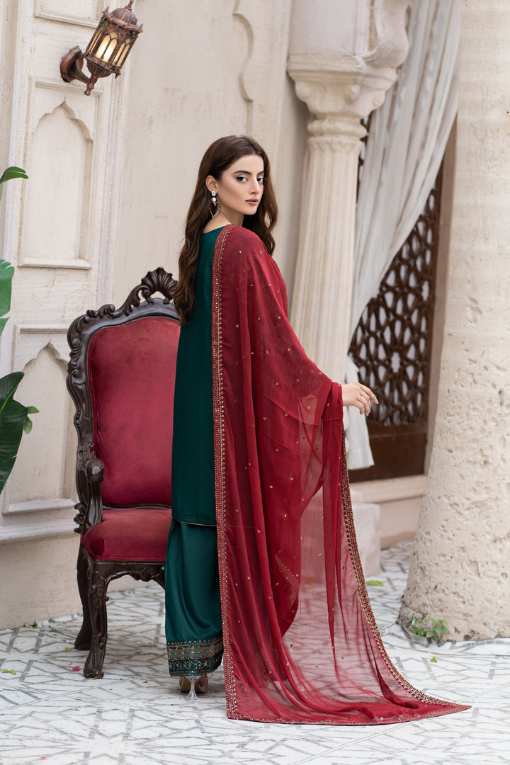 3 Piece Ready To Wear - Embroidered Viscose Suit-- MA121-