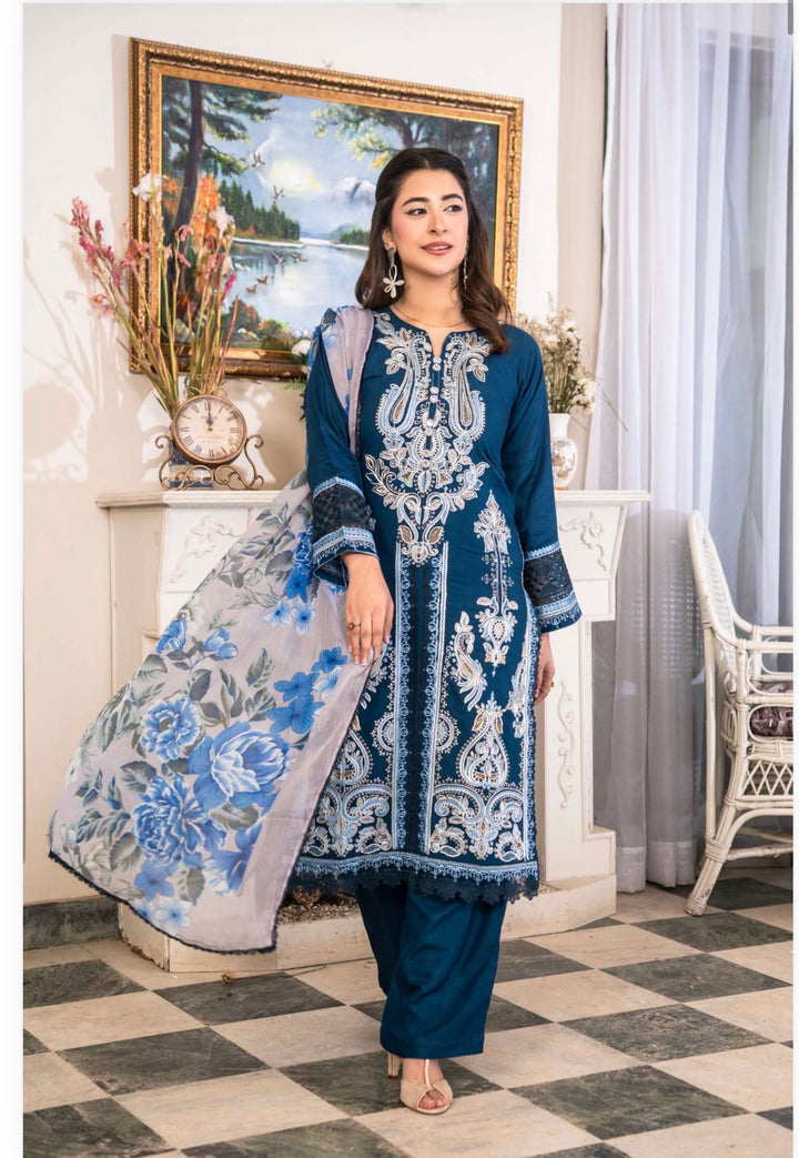 New 3 Pc Ready To Wear Luxury  Embroidered Suit- Maria B Inspired Eid Collection 2026 -- TT-31