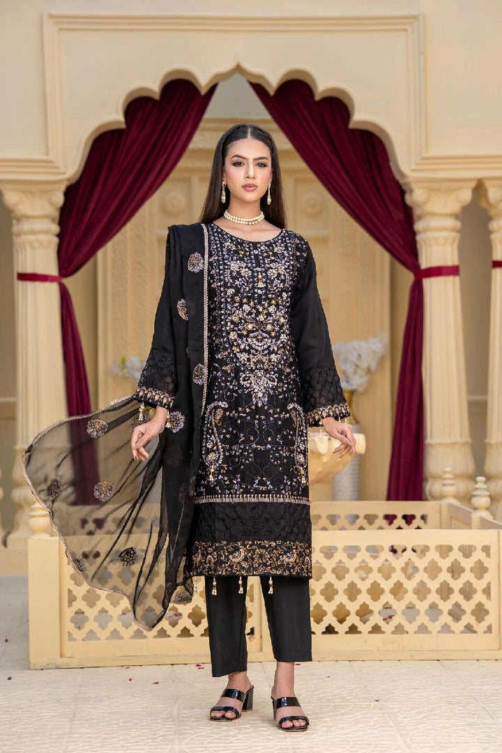 3 Piece Ready To Wear Fully Embroidered Chiffon Suit -- TT-73-