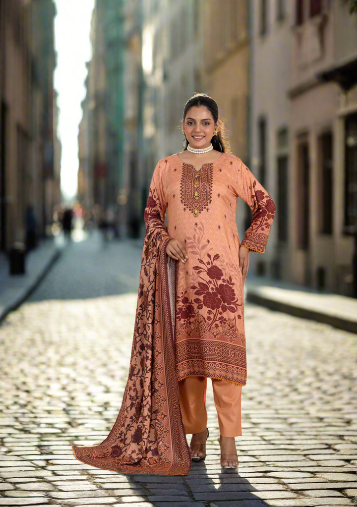 New 3 Piece Ready To Wear - Broque Linen Suit-- TT-110-