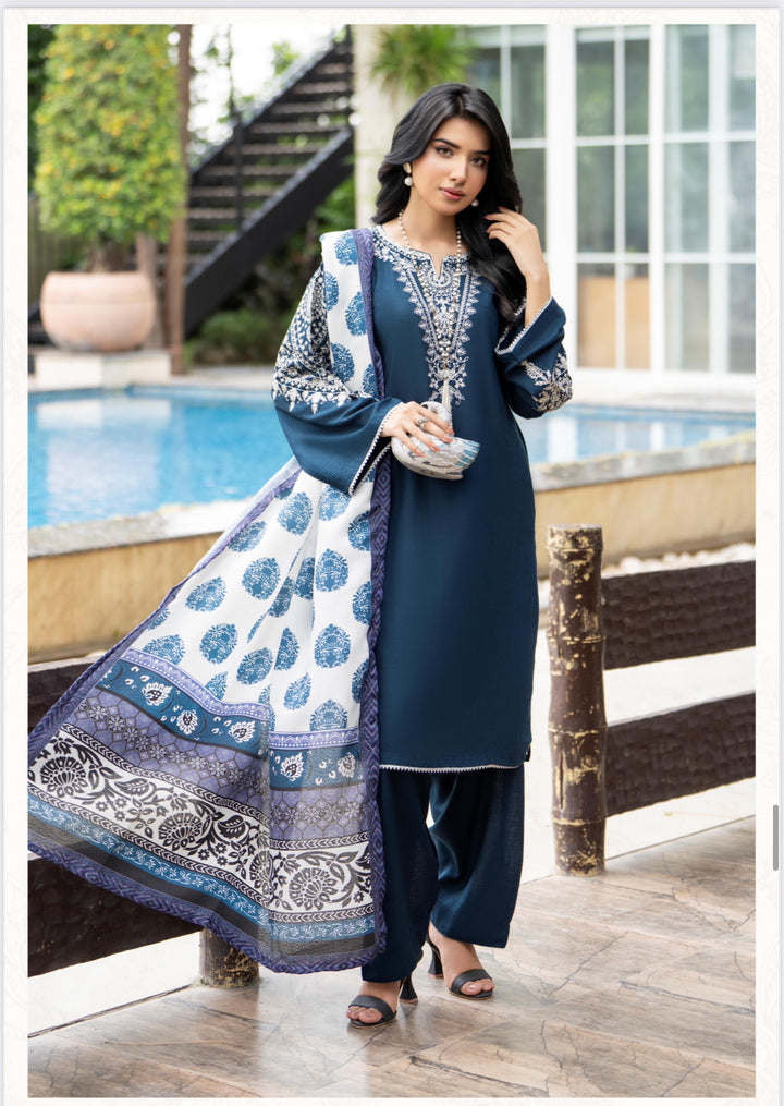 3 Pc Ready To Wear -Fully Embroidered Linen Suit -Raniya.H -RA-116-