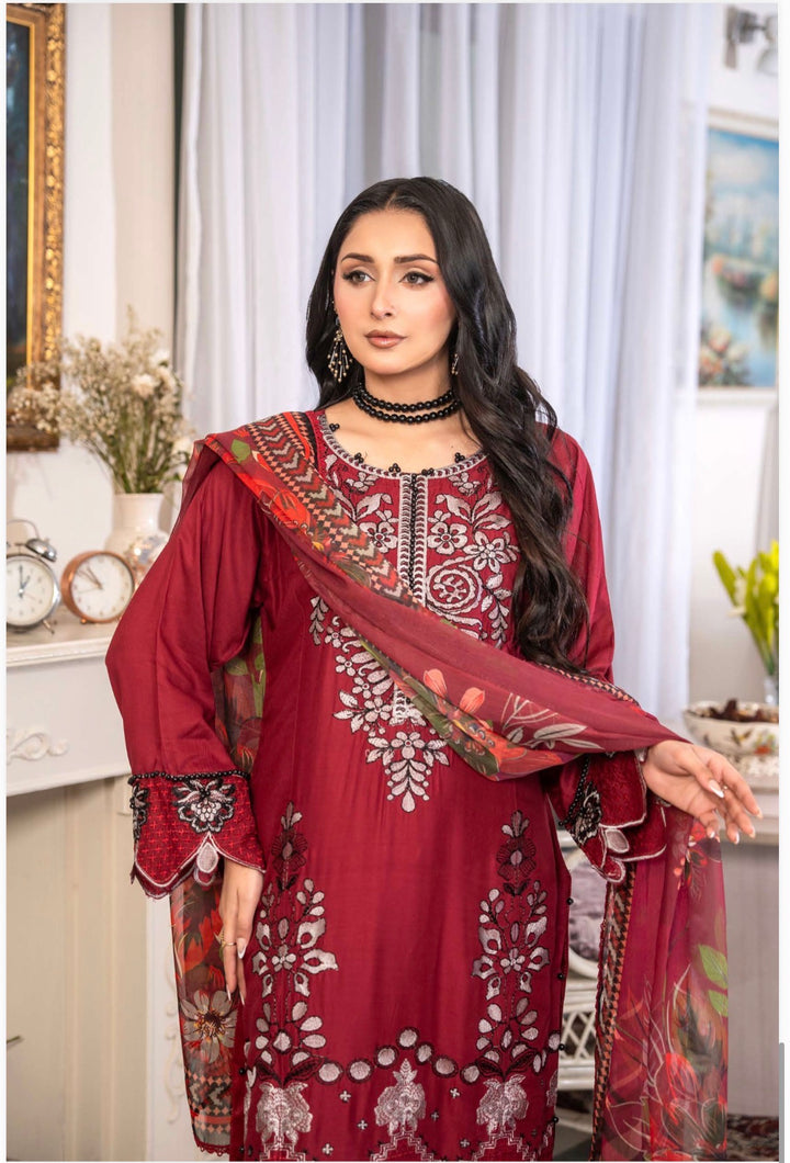 New 3 Pc Ready To Wear Luxury  Embroidered Suit- Maria B Inspired Eid Collection 2026 -- TT33