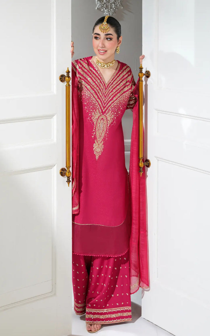 3 Pc Ready To Wear Embroidered Suit - Emerald Dream- HE01-