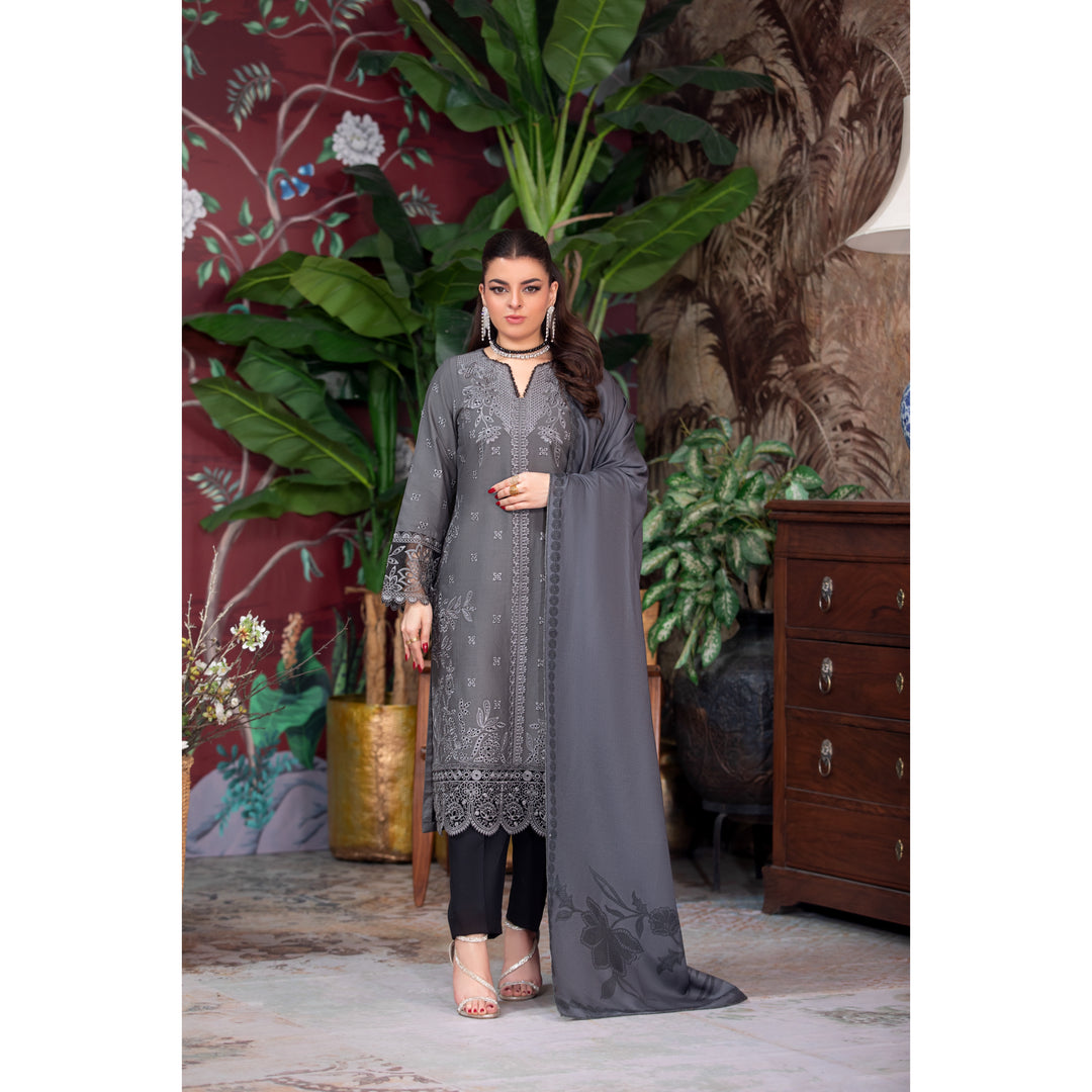 Branded 3 Pc Ready To Wear Suit -Dhanak -  (Winter Collection)
