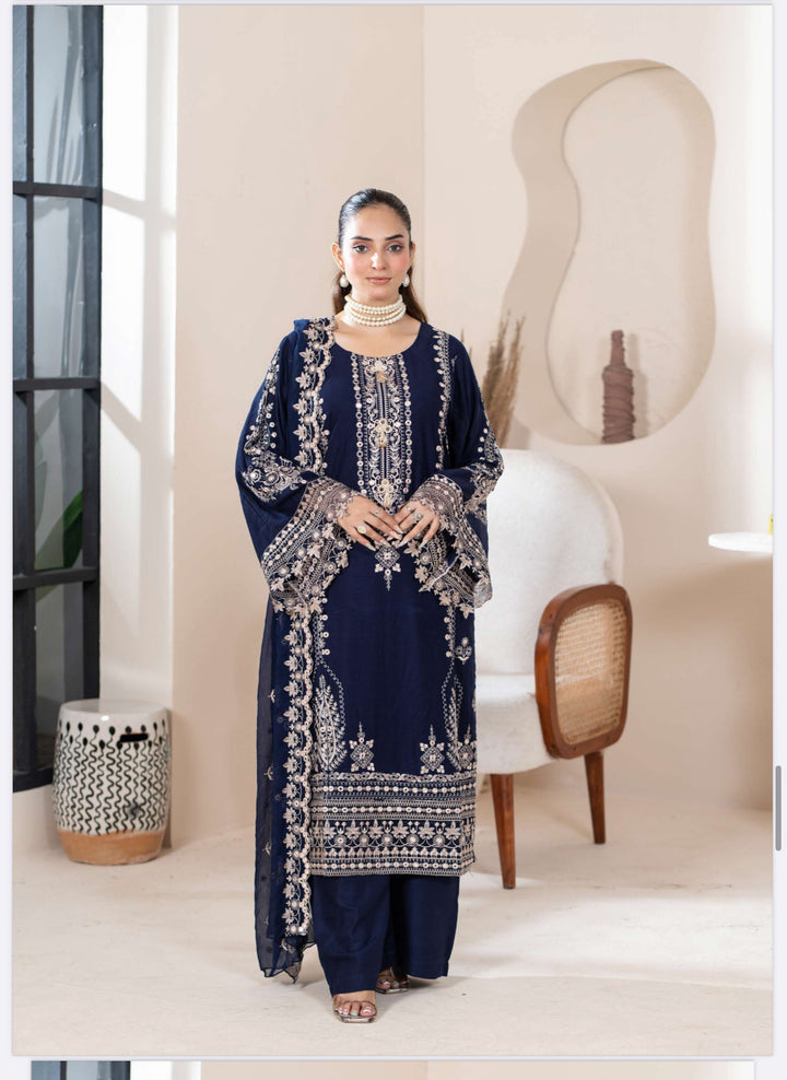 New 3 Piece Ready To Wear -Embroidered  Linen Suit-- RR104-