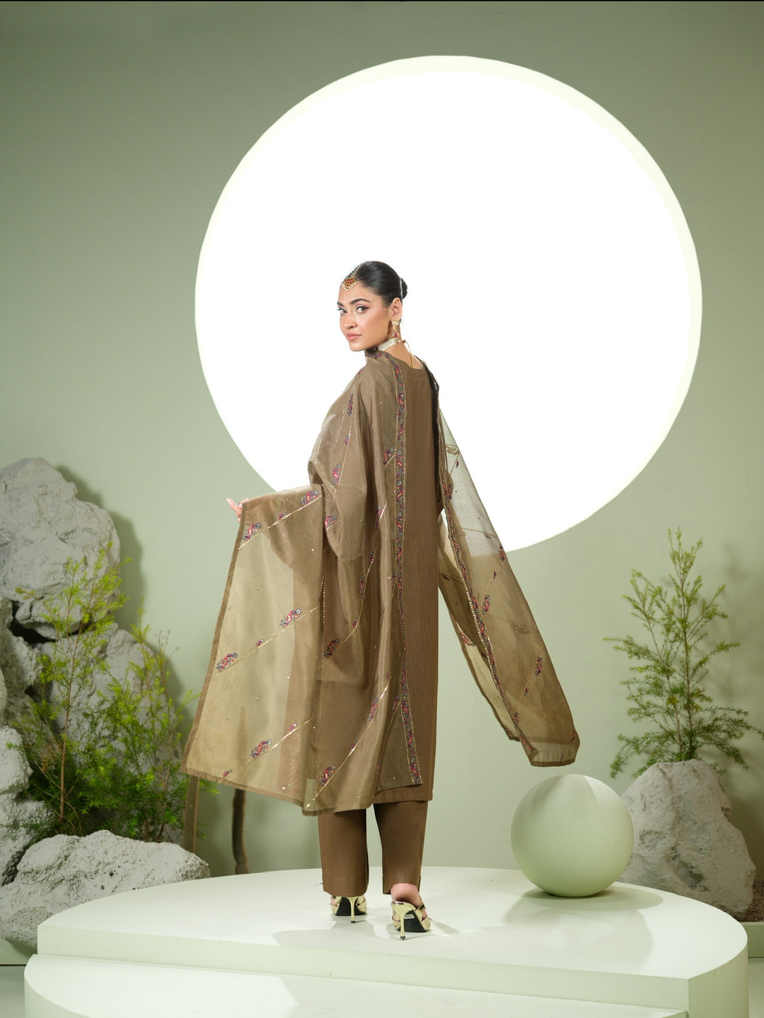 3 Pc Ready To Wear Embroidered  Khaddar Suit -HE61-