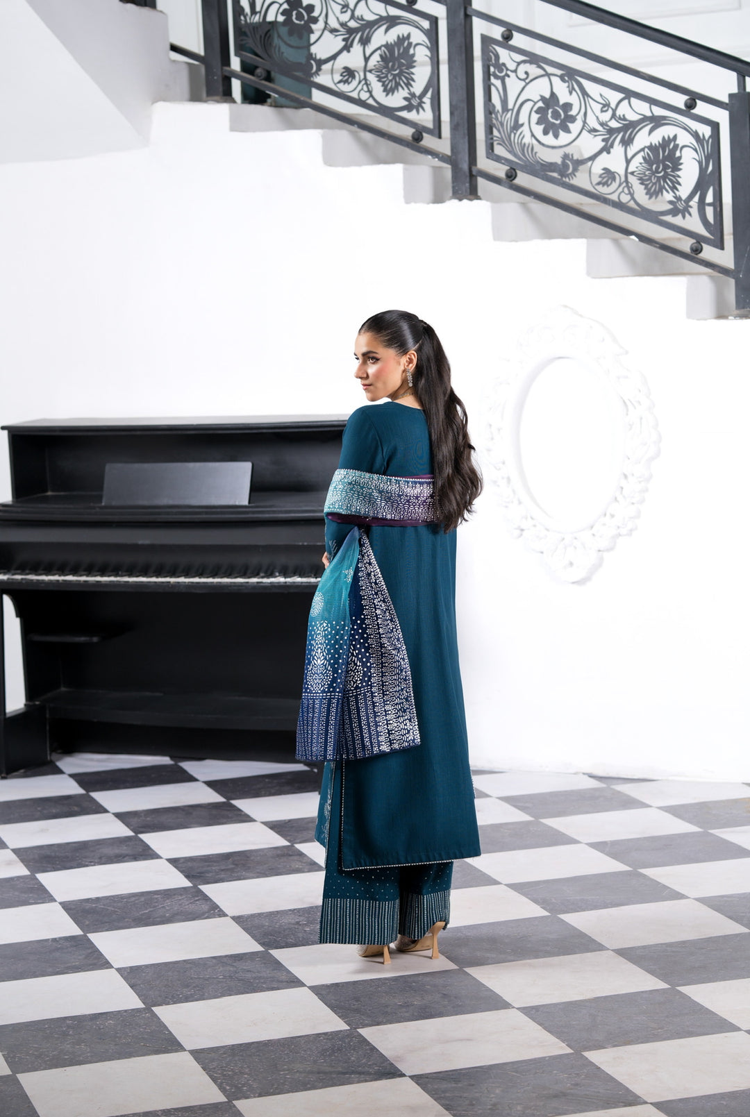 3 Pc Ready To Wear Embroidered  Dhanak Suit -HE66-