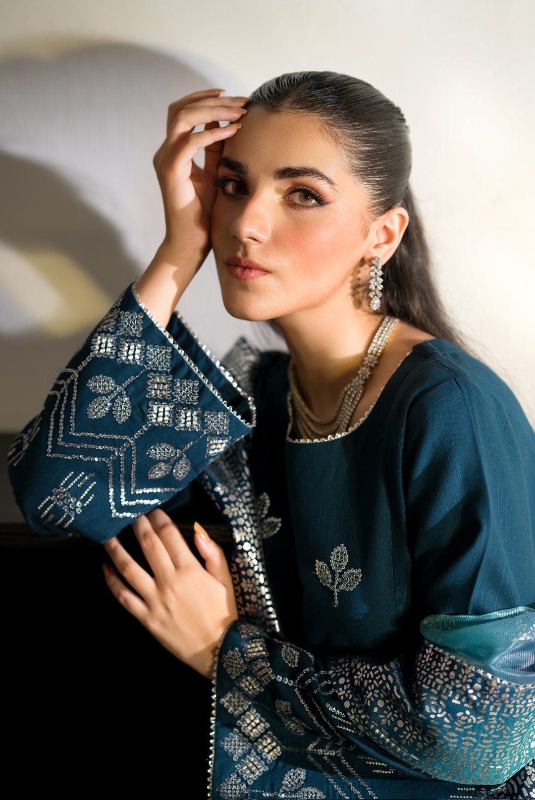 3 Pc Ready To Wear Embroidered  Dhanak Suit -HE66-