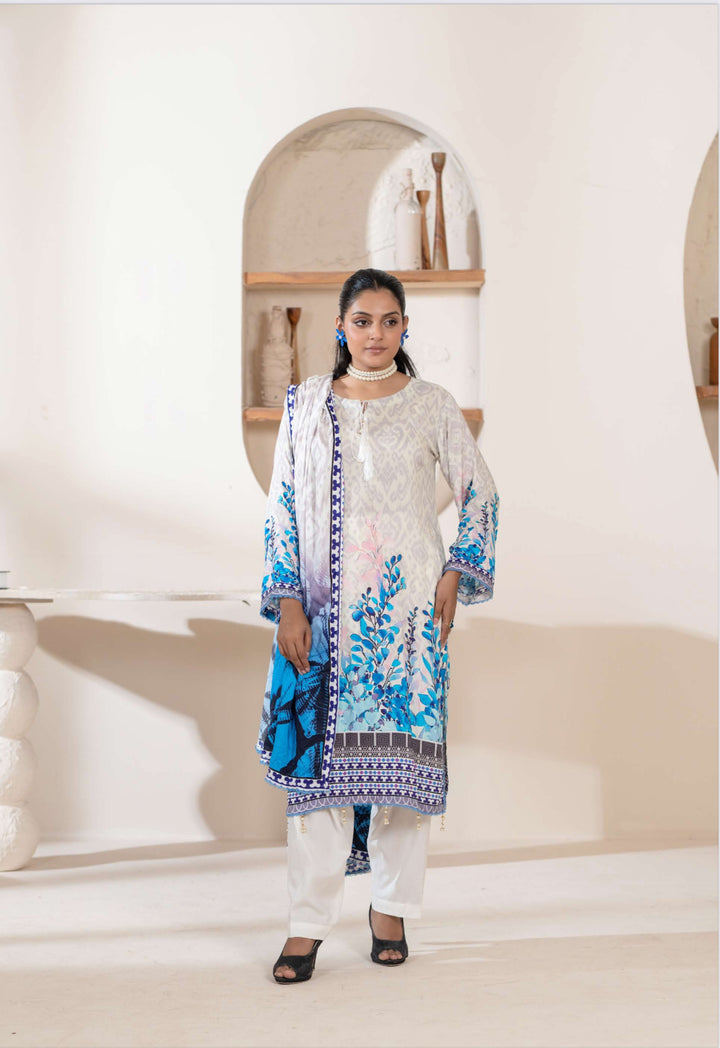 New 3 Piece Ready To Wear - Broque Linen Suit-- TT-105-