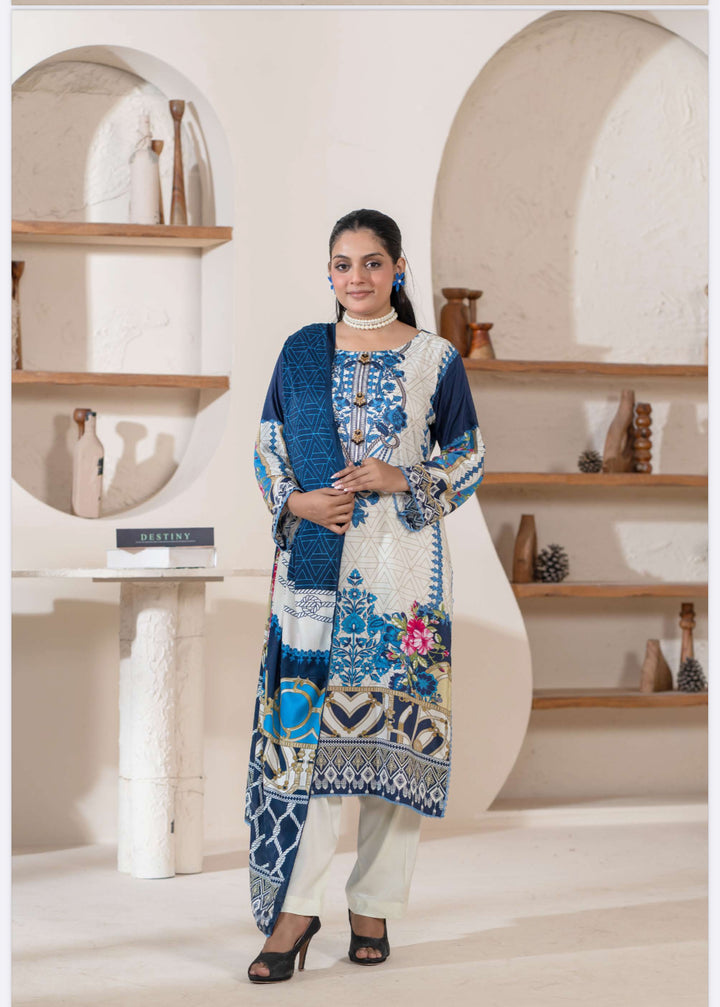 New 3 Piece Ready To Wear - Broque Linen Suit-- TT-107-