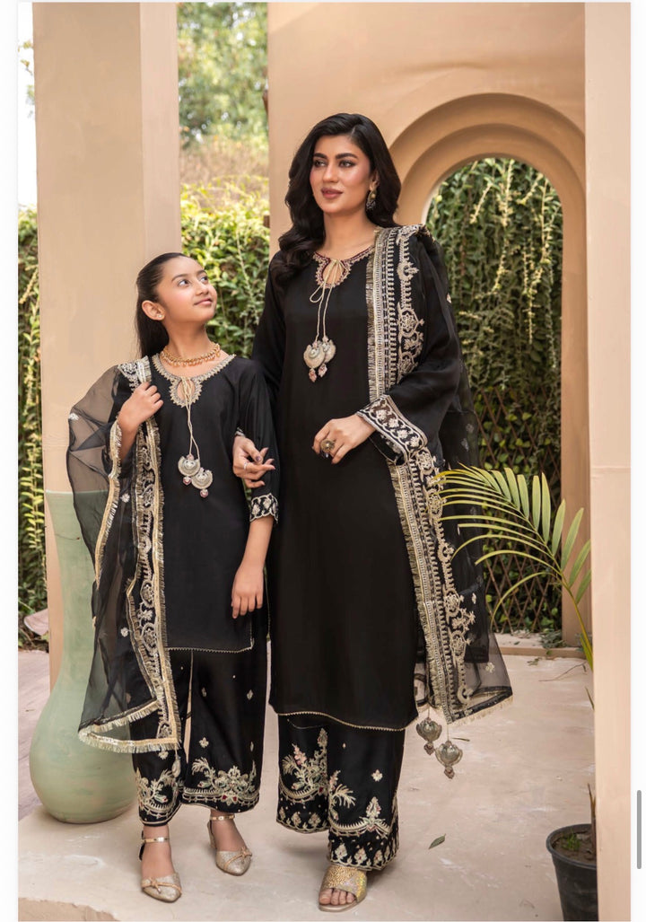 | Beautiful Embroidered Viscose Mother & Daughter Pakistani Readymade Eid 2026 Collection - Festive - | RA2001 (3 Colours)