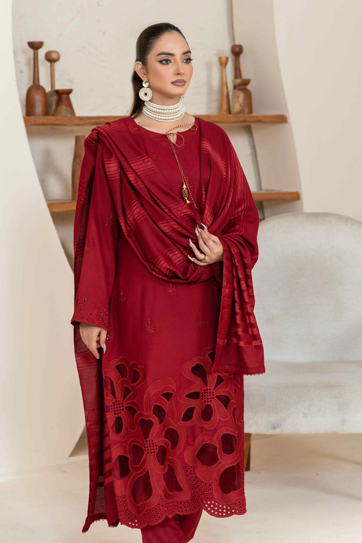 3 Piece Ready To Wear Dhanak Embroidered Suit -TT-102-