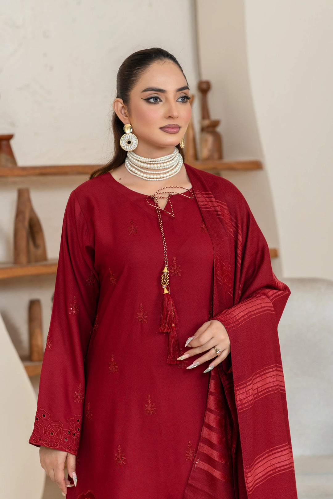 3 Piece Ready To Wear Dhanak Embroidered Suit -TT-102-