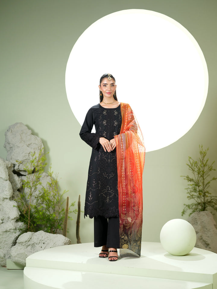 New Branded 3 PC Ready To Wear  Viscose  Fully Embroidered Suit- HE14-