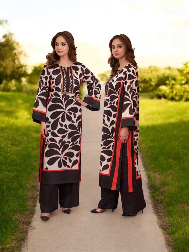 Branded 3 Pc Ready To Wear Suit (Farshi Shalwar)