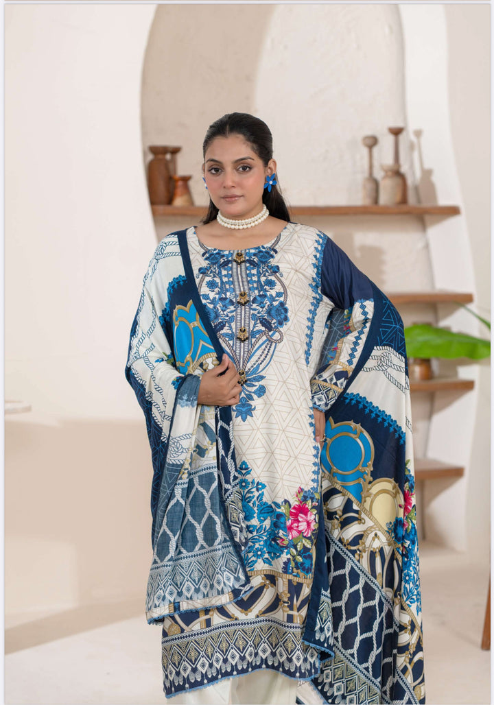 New 3 Piece Ready To Wear - Broque Linen Suit-- TT-107-