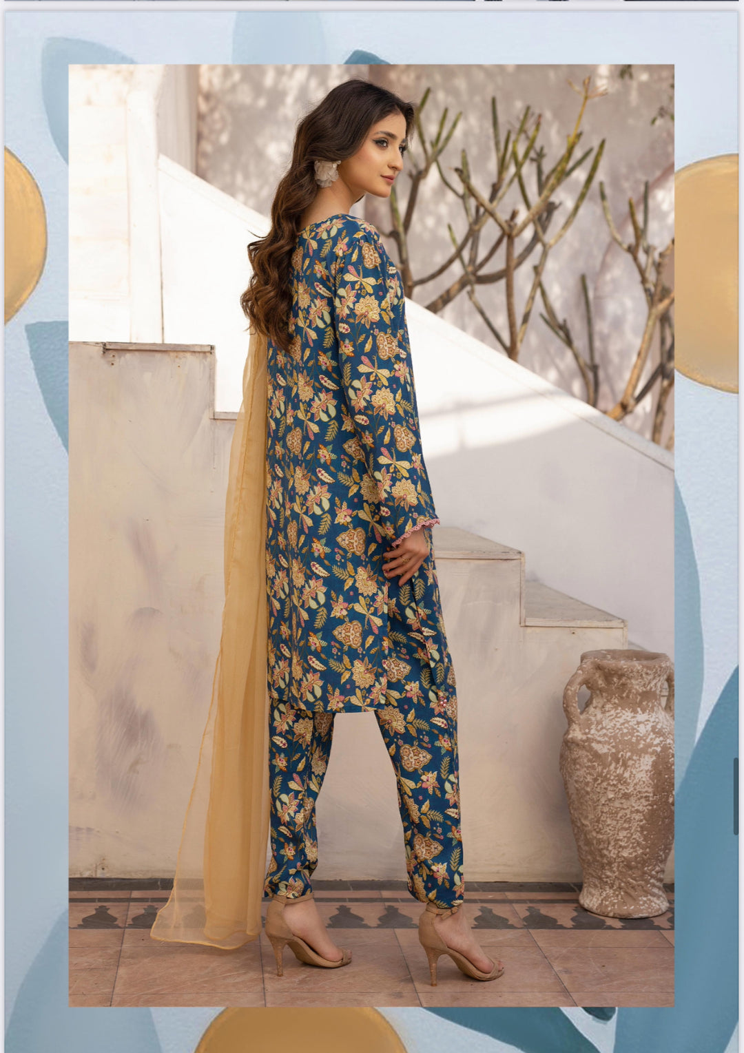 3 Piece Ready To Wear Fully Printed Lilen Suit s-Simrans- SI100-