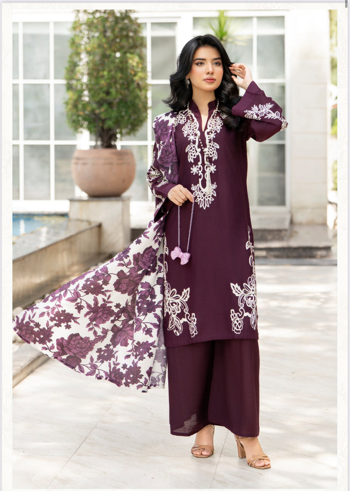 3 Pc Ready To Wear -Fully Embroidered Linen Suit -Raniya.H -RA-112-