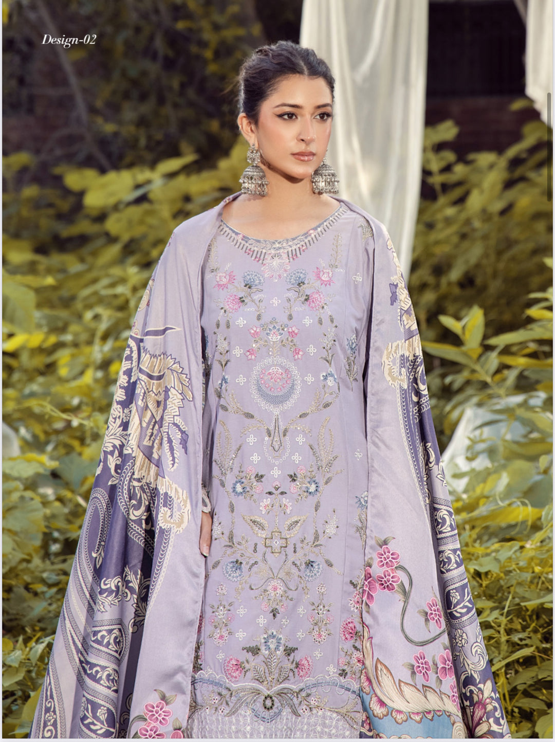 3 Pc Ready To Wear Fully Embroidered Dhanak  Suit With Wool  Shawl- TT-52-