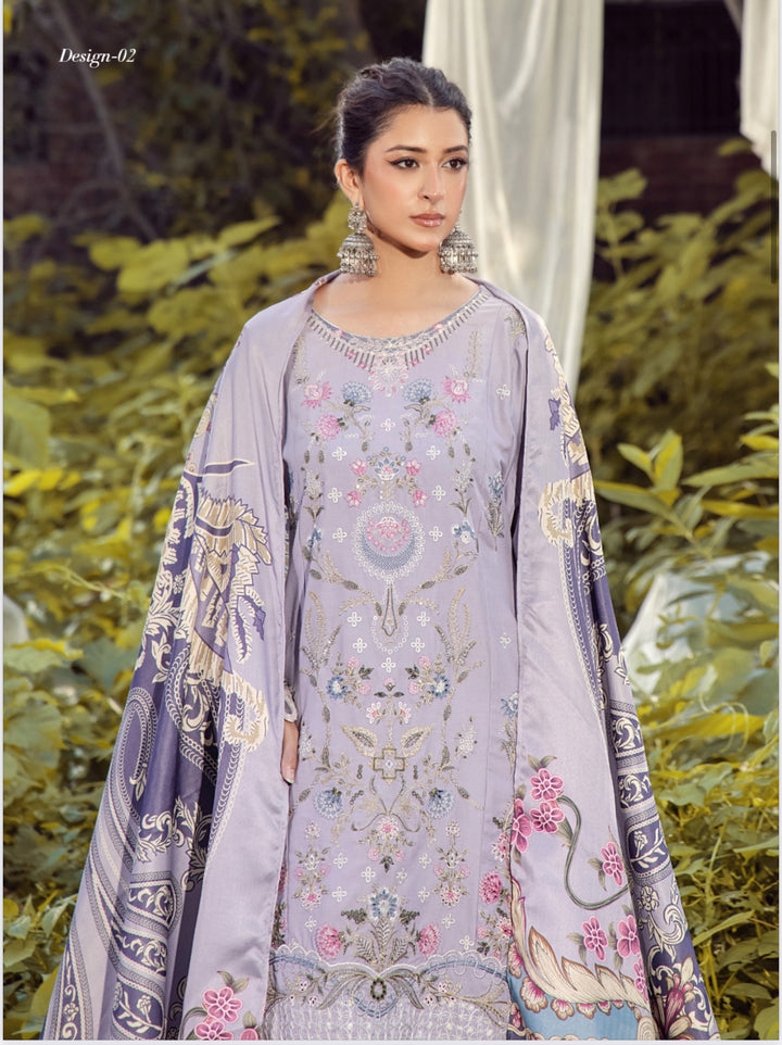 3 Pc Ready To Wear Fully Embroidered Dhanak  Suit With Wool  Shawl- TT-52-