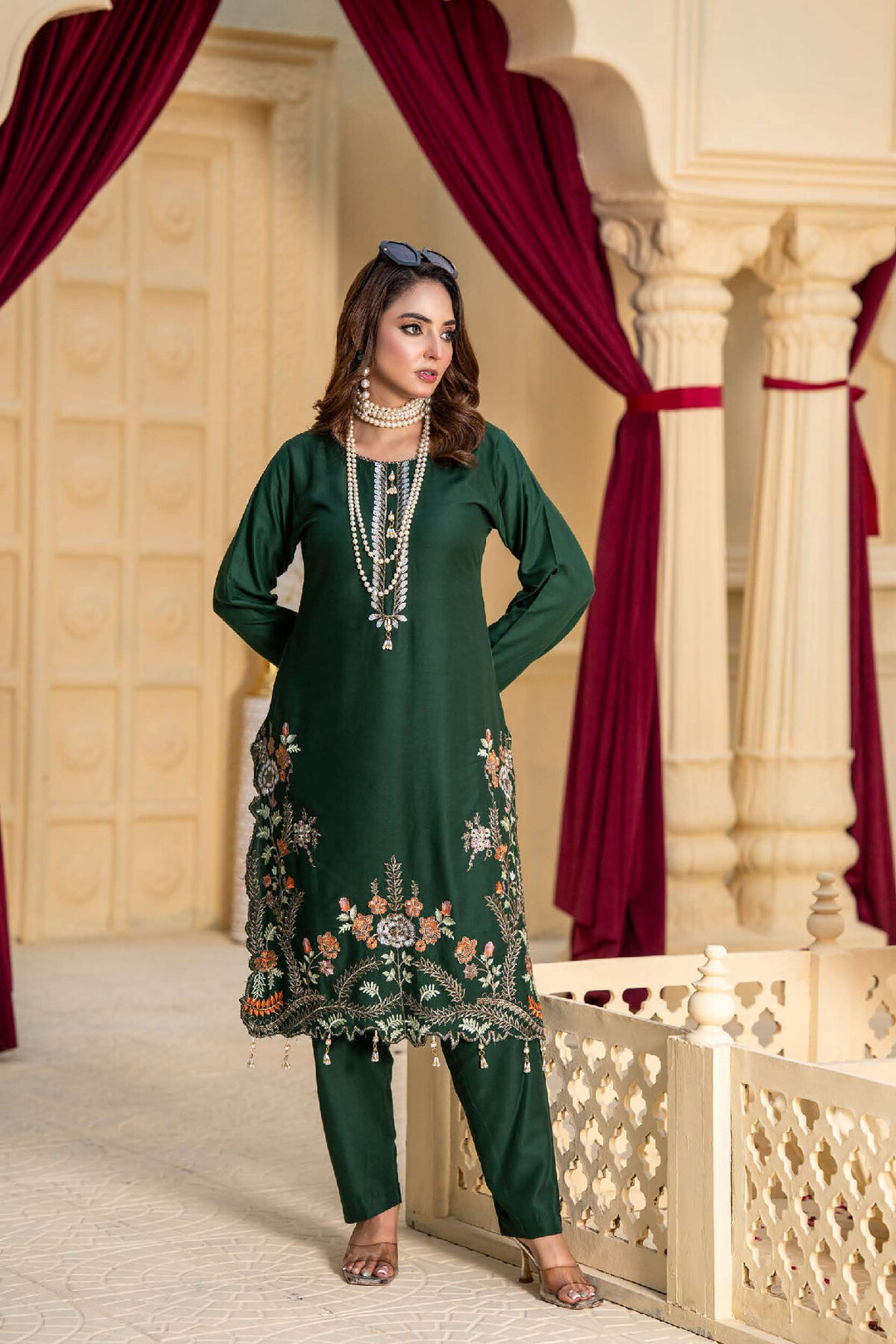 2 Piece Ready To Wear Embroidered Linen Suit -TT-15