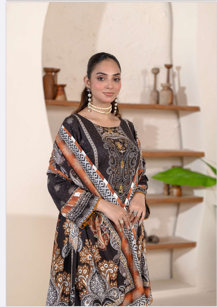 New 3 Piece Ready To Wear -Embroidered  Linen Suit-- RR101-