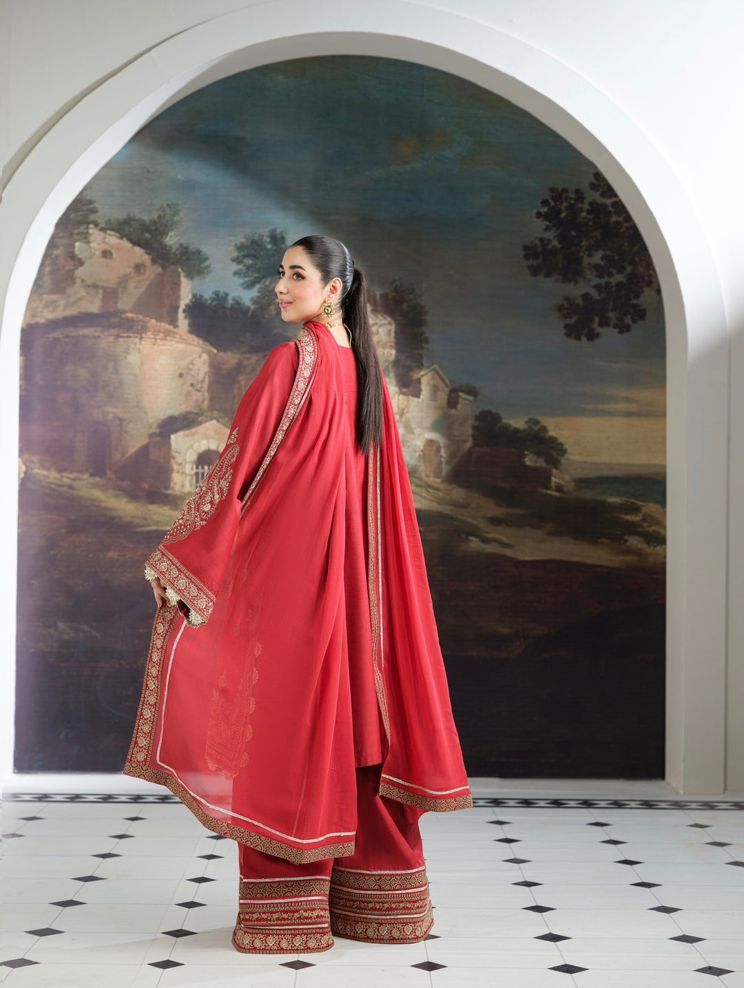 New Branded 3 PC Ready To Wear  Luxury Eid 2026  Collection Embroidered Suit- HE100