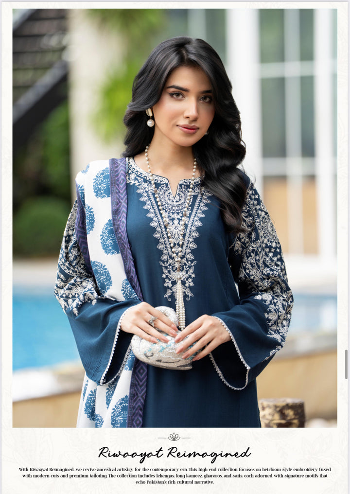 3 Pc Ready To Wear -Fully Embroidered Linen Suit -Raniya.H -RA-116-