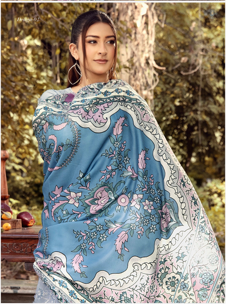 3 Pc Ready To Wear Luxury Dhanak  Embroidered Suit - TT-11