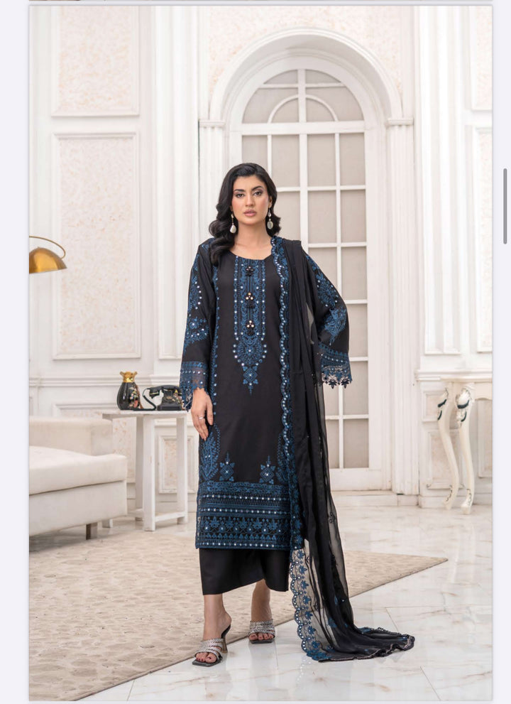3 Piece Ready To Wear -Embroidered Dhanak Suit-- RR11-