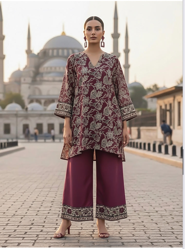 2 Pc Ready To Wear Co-Ords Set  Intermix Silk - TB-17-