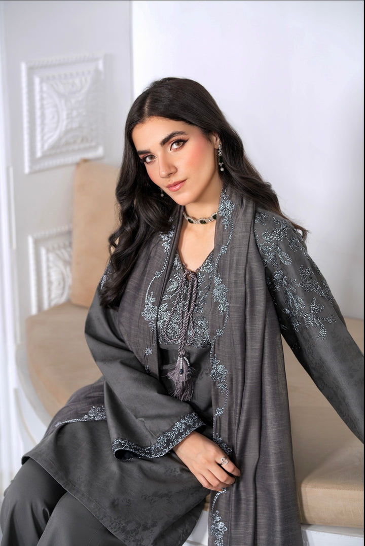 New Branded 3 PC Ready To Wear  Viscose  Embroidered Suit- HE23-