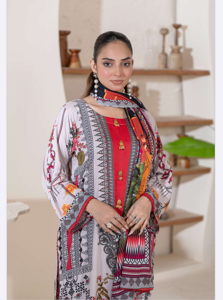 New 3 Piece Ready To Wear - Broque Linen Suit-- TT-106-