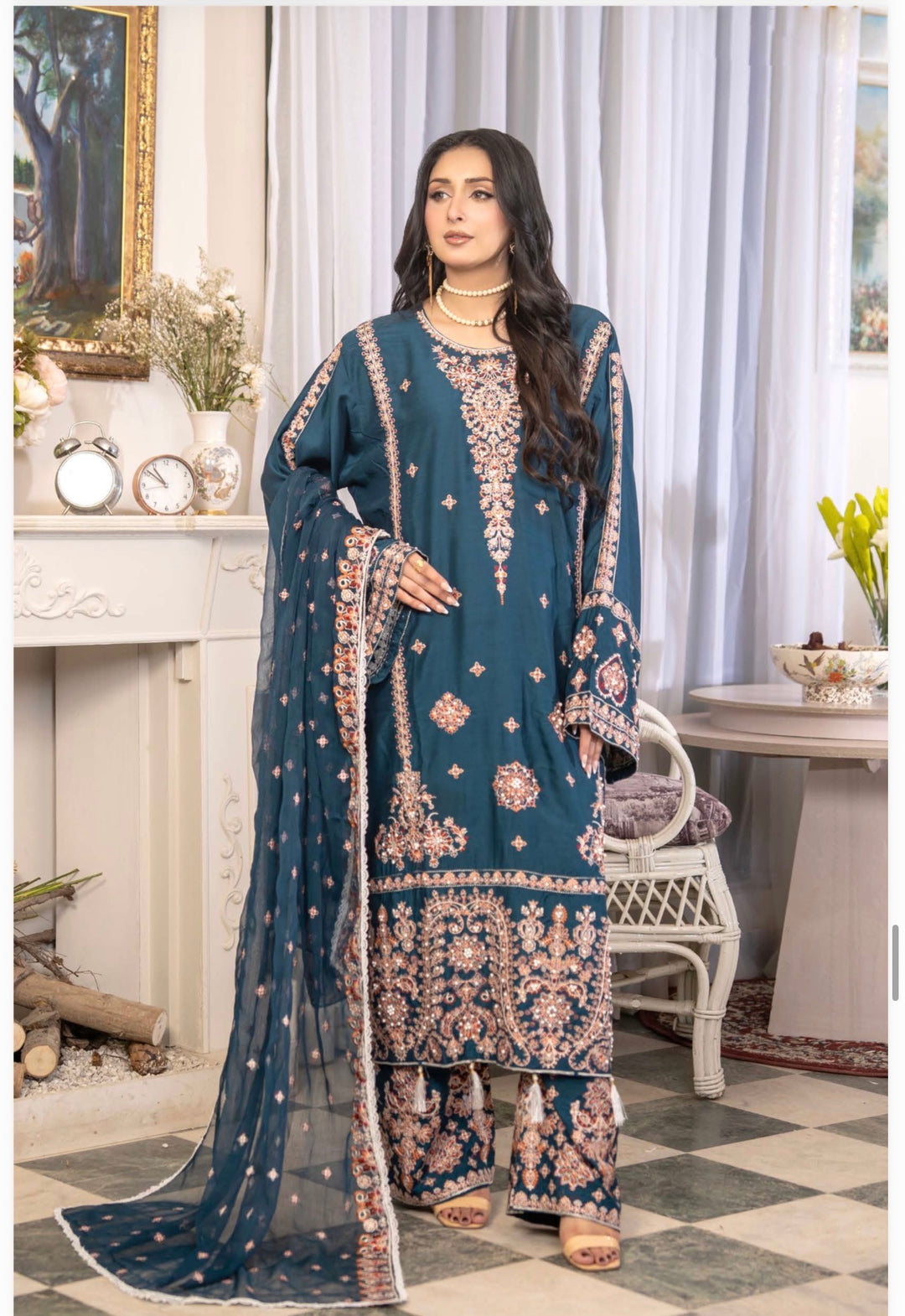 New 3 Pc Ready To Wear Luxury  Embroidered Suit- Hussain Rehar Inspired Eid Collection 2026 -- TT12