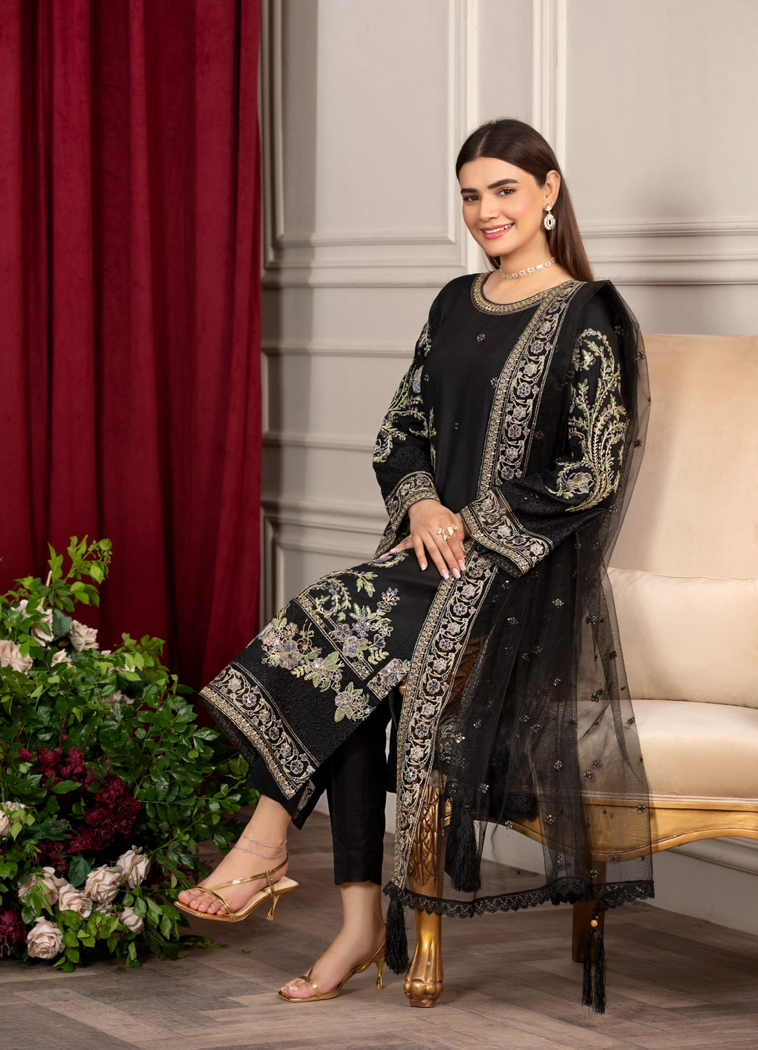 Branded 3 Pc Ready To Wear Suit - Embroidered  Suit
