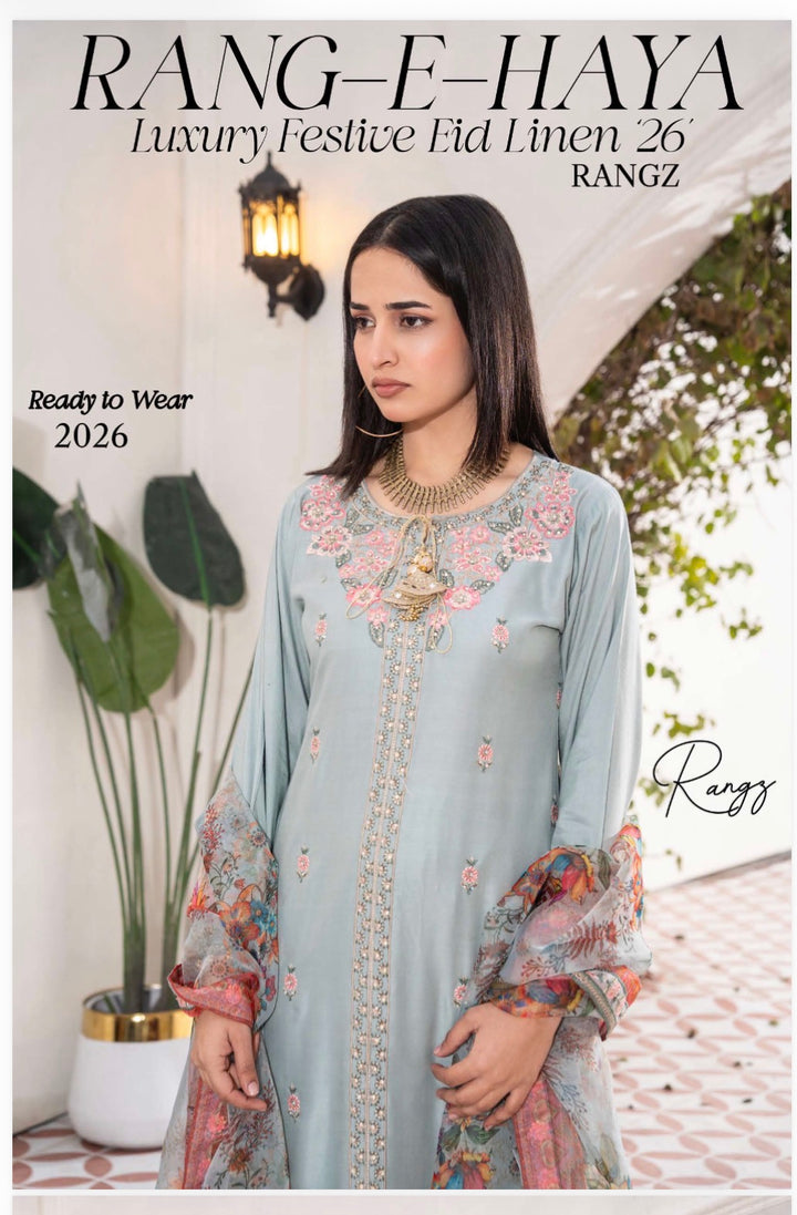 "Haya " Embroidered Suit | 2026 Asian Clothes | Eid Collection RA10