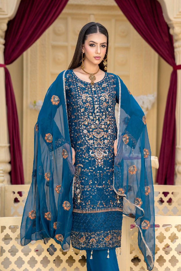 3 Piece Ready To Wear Fully Embroidered Chiffon Suit -- TT-72-