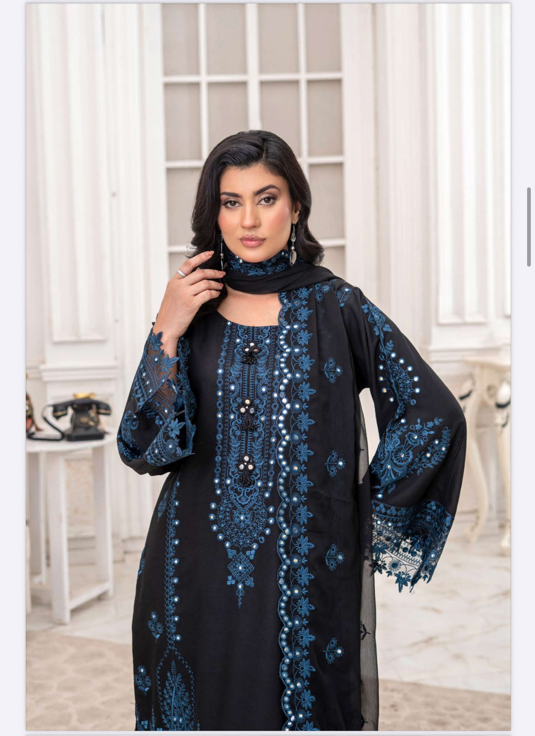 3 Piece Ready To Wear -Embroidered Dhanak Suit-- RR11-