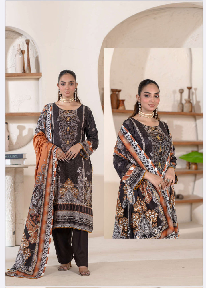 New 3 Piece Ready To Wear -Embroidered  Linen Suit-- RR101-