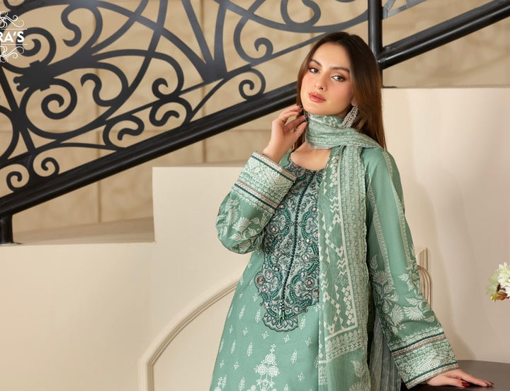3 PC Ready To Wear  Embroidered Suit- New Collection -HE145- 2025