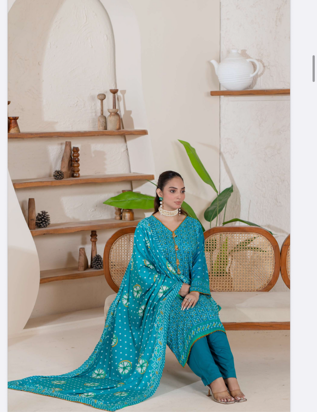 3 Piece Ready To Wear - Printed Linen Suit-- TT-101