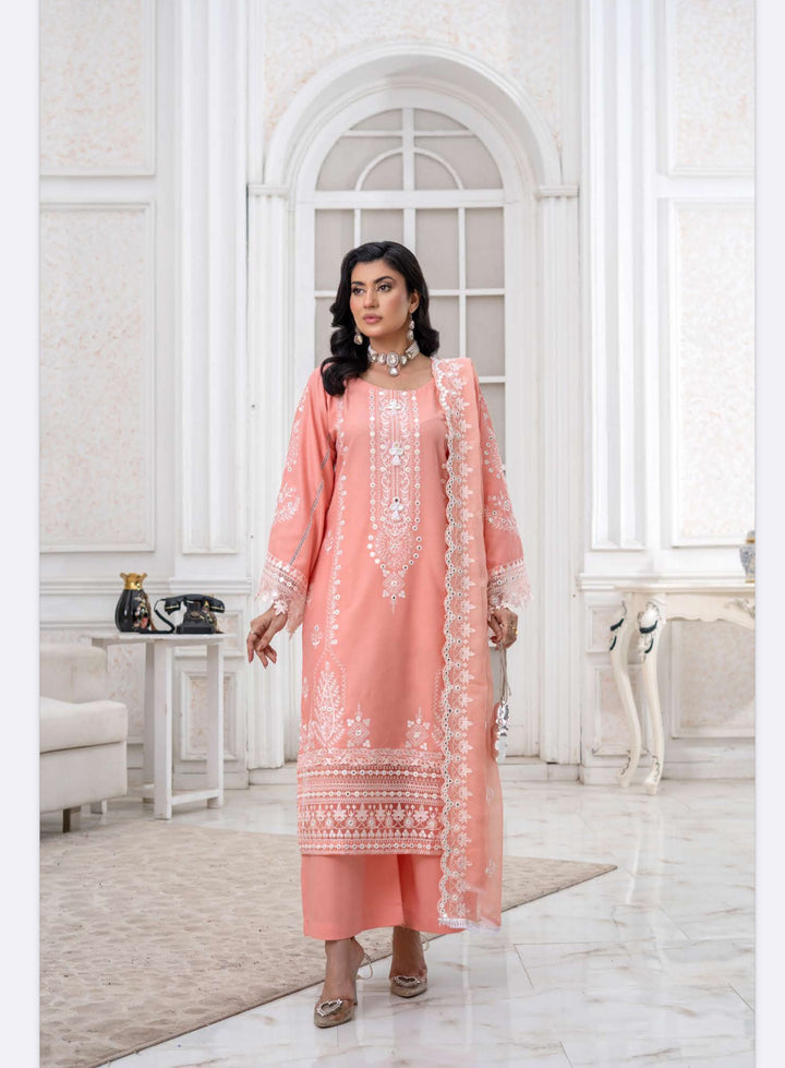 3 Piece Ready To Wear -Embroidered Dhanak Suit-- RR10-