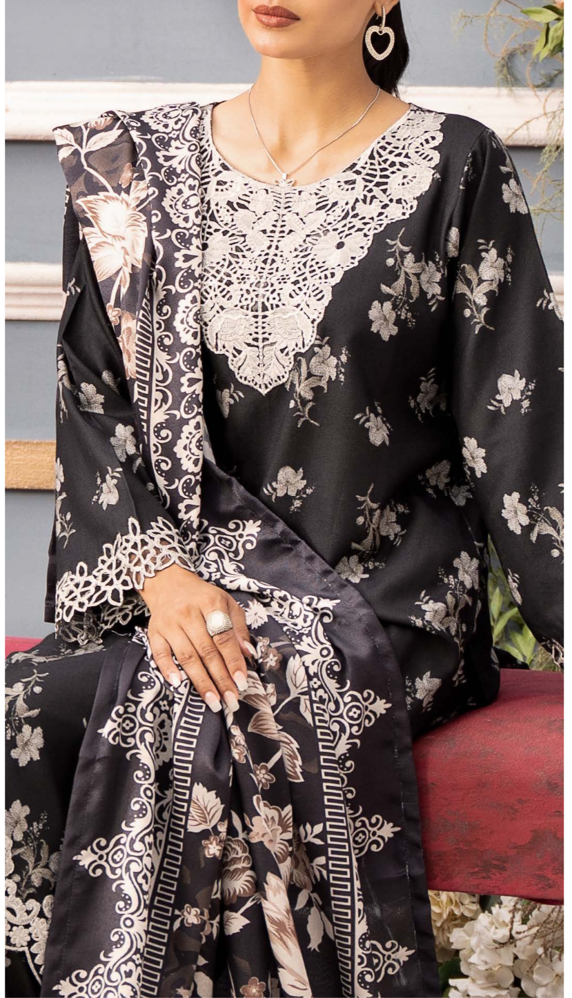 Branded 3 Pc Ready To Wear Suit - Wool Shawl (Winter Collection)