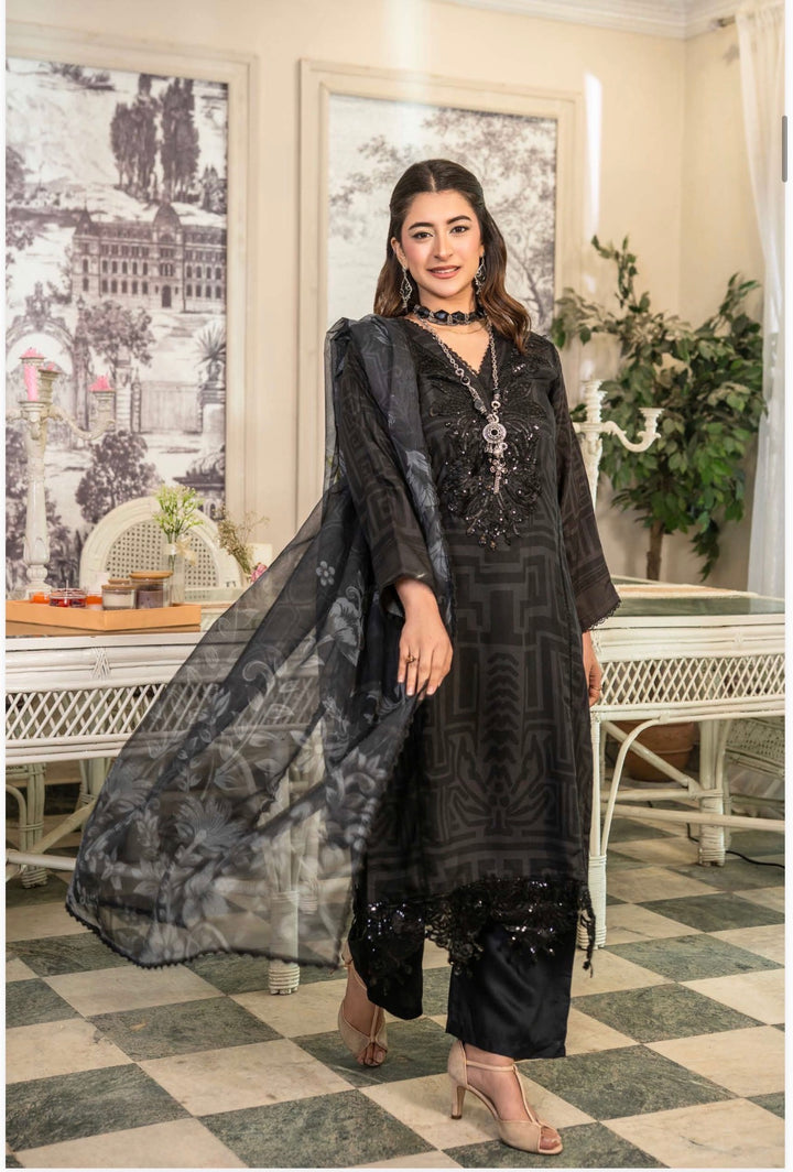 3 Pc Ready To Wear Embroidered Suit- Maria B Inspired  Viscose TT104