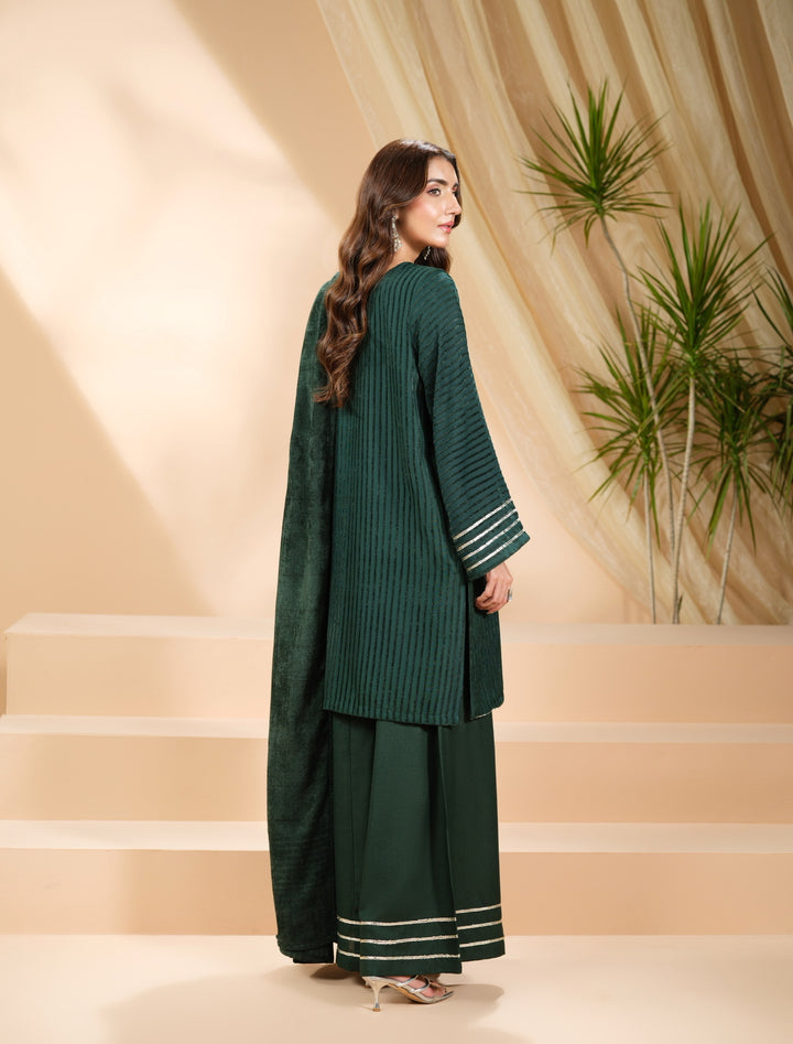 3 Pc Ready To Wear Embroidered  Pashmina Velvet Suit -HE63-
