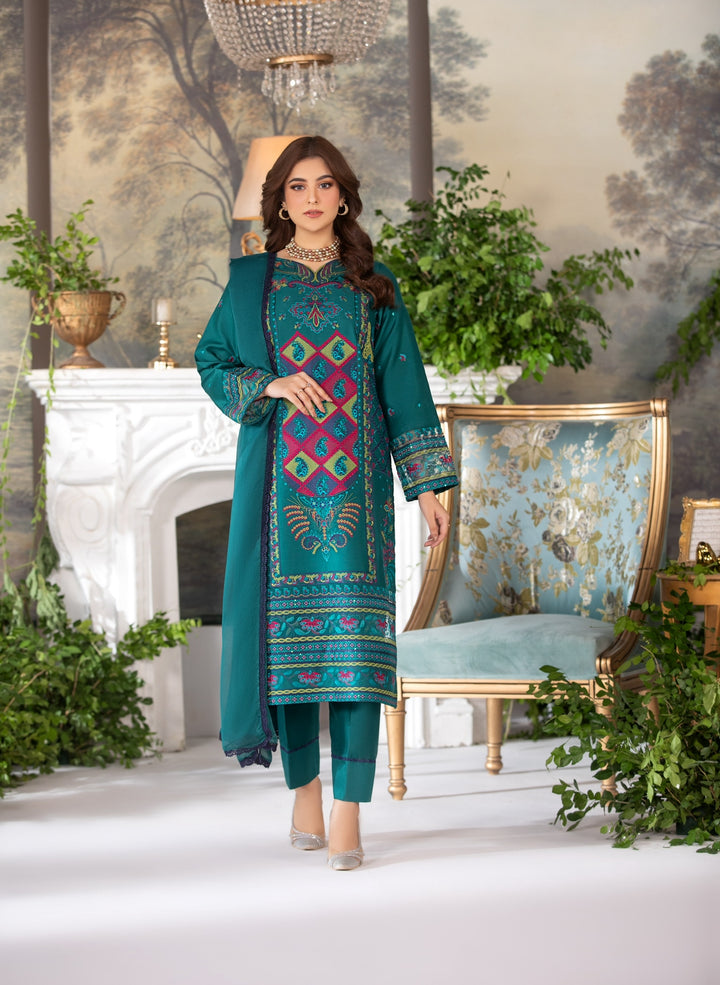 Branded 3 Pc Ready To Wear Suit -Premium  Dhanak